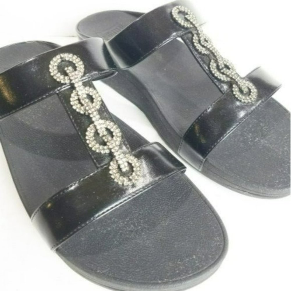 Fitflop Fino Sparkle Slide Sandals-10 - Picture 2 of 4